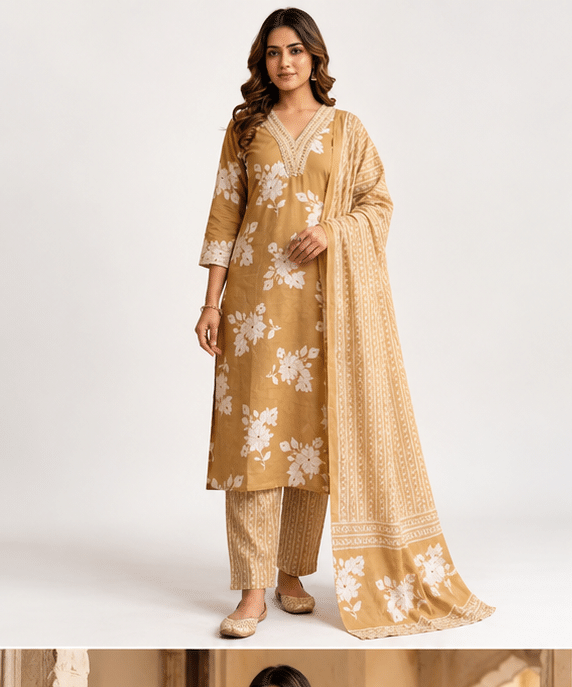 FilleFashion_Product_1_Full_Studio Floral Printed Cotton Suit Set with Embroidered Neckline & Dupatta
