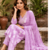 Lavender_Purple_Photo_2 Floral Printed Cotton Suit Set with Embroidered Neckline & Dupatta