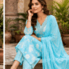 Sky_Blue_Photo_2 Floral Printed Cotton Suit Set with Embroidered Neckline & Dupatta