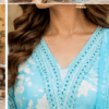 Sky_Blue_Photo_4 Floral Printed Cotton Suit Set with Embroidered Neckline & Dupatta