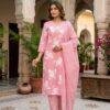 Floral Printed Cotton Suit Set with Embroidered Neckline & Dupatta Floral Printed Cotton Suit Set with Embroidered Neckline & Dupatta