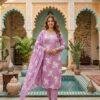 Floral Printed Cotton Suit Set with Embroidered Neckline & Dupatta Floral Printed Cotton Suit Set with Embroidered Neckline & Dupatta